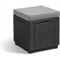 ALLIBERT Cube Sitzhocker 42 x 42 x 39 cm graphitgrau inkl. Kissen