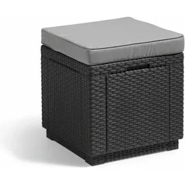 ALLIBERT Cube Sitzhocker 42 x 42 x 39 cm graphitgrau inkl. Kissen