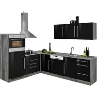 kochstation Winkelküche L-Form 200 x 270 cm schwarz
