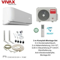 VIVAX R Design 18000 BTU + 3 m Komplett Montageset 5,57 KW Split Klimaanlage A++