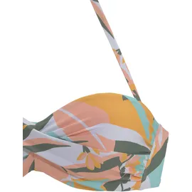 Sunseeker Bügel-Bandeau-Bikini »Allis«, (Set), mit Blätterdruck, Gr. 44, Cup E, weiß-gelb, , 59584329-44 Cup E