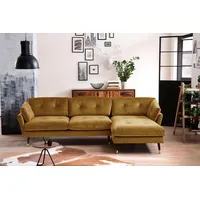 Ecksofa TRENDS BY HG "Japan L-Form", gelb (senf), B:270cm H:84cm T:155cm, Sofas, mit Fuß in Holz-Metallkombination, Recamiere rechts oder links