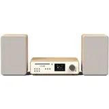 Pure Classic Stereo HiFi Music System, Kompaktanlage (100W Sound, Internet Radio, DAB+/FM, Bluetooth, CD Player, USB and Spotify Connect) Cotton White/Oak