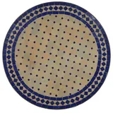 Casa Moro Gartentisch Marokkanischer Mosaiktisch Ø 60 cm rund Blau Terrakotta (Mosaik Beistelltisch Bistrotisch Balkontisch, MT2031), mit Gestell Höhe 73 cm, Kunsthandwerk aus Marrakesch beige|blau