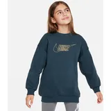 Nike Mädchen Oberteil G NSW Club FLC Bf Crew Ls Shne, Deep Jungle/Metallic Gold, L