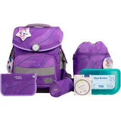 Schulranzen SCHOOL-MOOD "Timeless Pro", Kinder, Gr. B/H/T: 36cm x 42cm x 21cm, marie (pegasus) mit moodie willi wissbegier, Polyester, Rucksäcke