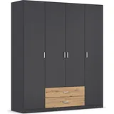 Rauch Drehtürenschrank »Kleiderschrank Schrank Garderobe Wäscheschrank GAMMA in 3 Breiten«, mit 6 Schubladen, in schlichtem Design TOPSELLER MADE IN GERMANY, grau