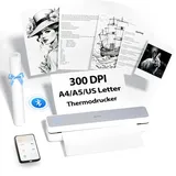 iDPRT MT610 Tragbarer Thermodrucker,Mobiler Drucker A4 für Unterwegs,A4 Kompatibel mit Windows,iOS,Android, 300dpi Monochromer Reisedrucker für Hause, Lernen, Schwarz