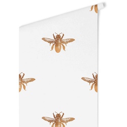 K&L Wall Art Vliestapete »Vintage Vliestapete«, goldene glitzer Optik Biene, mehrfarbig, matt - bunt
