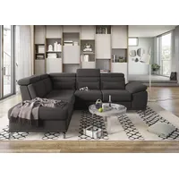 Ecksofa SIT & MORE "Cabrio L-Form, mit Sitztiefenverstellung, Arm- und Kopfteilverstellung" Sofas Gr. B/H/T: 274cm x 87cm x 230cm, Luxus-Microfaser, Ottomane links, mit Bettfunktion-mit Bettkasten-mit 3 Nierenkissen, grau (fango) 3 Nierenkissen, Federkern, optional Bettfunktion und Stauraum