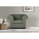 Home Affaire Sessel CHARENTE, Chesterfield, Wellenfederung, Maße B/T/H: 105/89/74 cm, mit edler Knopfheftung und typischen Armlehnen grün