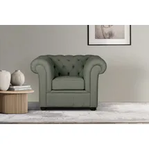 Home Affaire Sessel CHARENTE, Chesterfield, Wellenfederung, Maße B/T/H: 105/89/74 cm, mit edler Knopfheftung und typischen Armlehnen grün