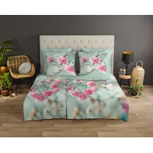 Muller Textil Adel Blumen Minz Grün 200 x 200 cm + 2 x 80 x 80 cm