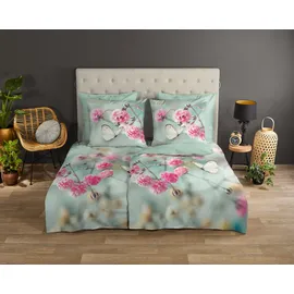 Muller Textil Adel Blumen Minz Grün 200 x 200 cm + 2 x 80 x 80 cm