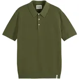 Scotch & Soda Poloshirt & Core Structured Knitted Regular Fit Polo, Kurzarm, Struktur, Knopfleiste, Baumwolle grün, M