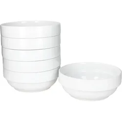 TOMMY 6er Set Schale 17,5cm stapelbar weiß Porzellan