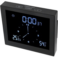 Badezimmeruhr, Digitaler Wecker Uhr Wasserdicht IP65 Duschuhr °C / °F Temperatur Luftfeuchtigkeit Funkwanduhr mit Alarmfunktion und Countdown Timer, AM/PM oder 24 Stunden Format (Schwarz)