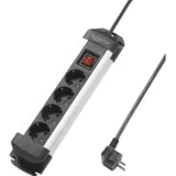 Sygonix Steckdosenleiste 1,40 m Schwarz/Silber 1 St.