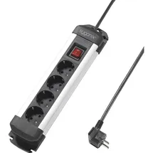 Sygonix Steckdosenleiste 1,40 m Schwarz/Silber 1 St.