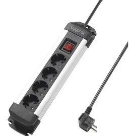Sygonix Steckdosenleiste 1,40 m Schwarz/Silber 1 St.