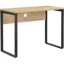 OTTO home Schreibtisch OTTO HOME "Moid", braun (eiche natur, schwarz, eiche natur), B:100cm H:75cm T:50cm, Tische, Schreibtisch, Computertisch, Kabeldurchlass, Metallkufen, Breite 100 cm