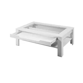 byLIVING Couchtisch Ralph, weiß Schubkasten und Glaseinlage