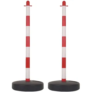 Perel Kunststoffpfosten für Absperr- und Signalkette Rot-Weiß 2-teilig