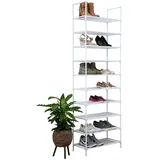Schuhregal - Weiß - Metall - 20 Paar - Großes Regal - Höhenverstellbar & wasserf