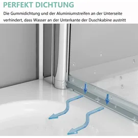 IMPTS Duschkabine Eckeinstieg 75x80 cm 180o Doppel Falttür Falttürkabine 6mm ESG-Nano Glas 195cm,OHNE Duschwanne