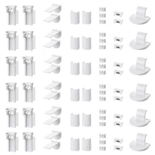 12 kit 72 Stück Plissee Ersatzteile Set, Plissee Klemmträger Zubehör Klemmfix Halterung, Ohne Bohren Verstellbar Plissee Ersatzteile Set