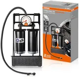 Osram TYREinflate 20 Essential, Doppelkolben Fußpumpe, Gummifußpad, für alle Reifengrößen, TÜV-geprüft, Schwarz
