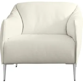 W.Schillig Cocktailsessel "sally", weiß (weiß z59), B:84cm H:78cm T:84cm, Longlife Xtra-Leder Z59: Glattleder mit modischer Prägung. Hautstärke 0, 9 - 1, 1 mm., Sessel, Cocktailsessel, mit Metallfüßen in Chrom glänzend