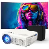 Sunys Bluetooth Mini Beamer, 10000 Lux 1080P HD Full Tragbarer Projektor, LED Heimkino Video Beamer Kompatibel für Tablet/PC/PS4/Firestick (Weib)