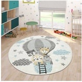 Paco Home Kinderteppich »Cosmo 343«, rund, 18 mm Höhe, 3D-Design, niedliches Tier Motiv, Pastell-Farben, Kinderzimmer beige