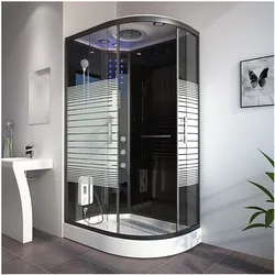 Home Deluxe Dampfdusche mit Wasserfall und Dampfsauna BLACK PEARL - 120x80 cm Rechts