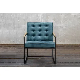 KAWOLA Sessel Arly Samt 63 x 80 x 80 cm Petrol