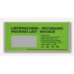 Dokumententaschen, 130x240mm, grün, Pck=250, Aufdruck: Lieferschein / Rechnung,