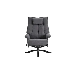 Femo Relaxsessel FM-4206 Mikrofaser 86 x 113 x 88 cm Grau/Schwarz mit Hocker