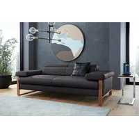 W.SCHILLIG 2-Sitzer finn wahlw. mit Sitztiefenverstellung & Kopfstützenverstellung, bequem, German Design Award 2016, Fußgestell Nussbaum natur, Breite 210 cm schwarz