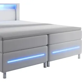 Juskys Boxspringbett Norfolk Weiß 140 x 200 cm