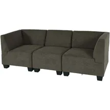 MCW Modular 3-Sitzer Sofa Couch Lyon, Stoff/Textil ~ braun, hohe Armlehnen