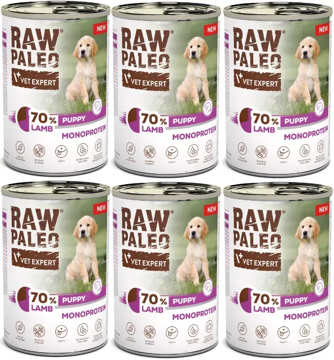 Vetexpert Raw Paleo Monoprotein Puppy Lamm 6x400g