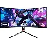KTC Ultrawide Curved Monitor 34 Zoll, UWQHD (3440 x 1440) 180Hz Gaming Monitor, Adaptive Sync, 21:9 VA Panel 1500R, 1ms MPRT, HDR 10, Verstellbarer Ständer, 2 x DP 1.4, 2 x HDMI 2.0, H34S18S