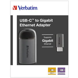 Verbatim USB-C auf Gigabit Ethernet Adapter, USB-C 3.0 [Stecker] (49146)