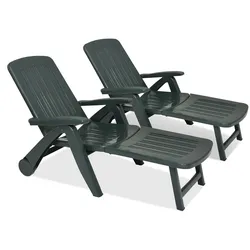 BICA Cancun Sonnenliege anthrazit 2er Pack, Sonnenliege verstellbar, Sonnenliege mit Rollen, Poolliege