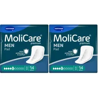 MoliCare MEN Pad 5 Tropfen Inkontinenzeinlagen für Männer, Schutz bei mittlerer Blasenschwäche mit Anti-Auslauf-Bund, Sofort-Trocken-Gefühl, fortschrittlicher Hautschutz, 14 Stück (Packung mit 2)