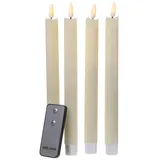 MARELIDA LED Stabkerzen Tafelkerzen mit Fernbedienung creme 4St