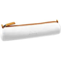 Rhodia rundes Schlampermäppchen italienischem Kunstleder, 5x21,5 cm Weiß 319047C
