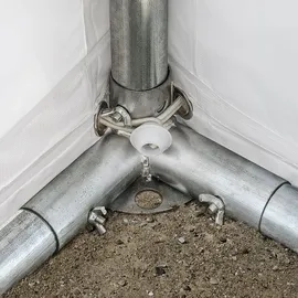 TOOLPORT Lagerzelt 4x8 m Industriezelt Unterstand PVC Plane 750 N grau mit Bodenrahmen -