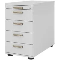 Bümö Standcontainer, Grau, Holzwerkstoff, Nachbildung, 5 Schubladen, Rechteckig, 42.8x72x80